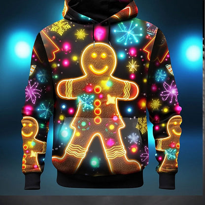 Men's Gingerbread Man Christmas 3D Graphic Hoodie