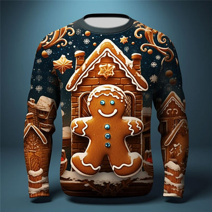 Men's Merry Christmas Gingerbread Man Long Sleeve Tee
