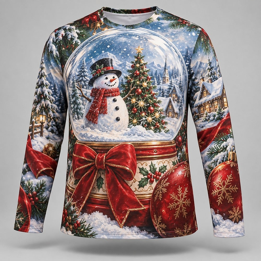 Men's Snowman Christmas Tree Long Sleeve Tee