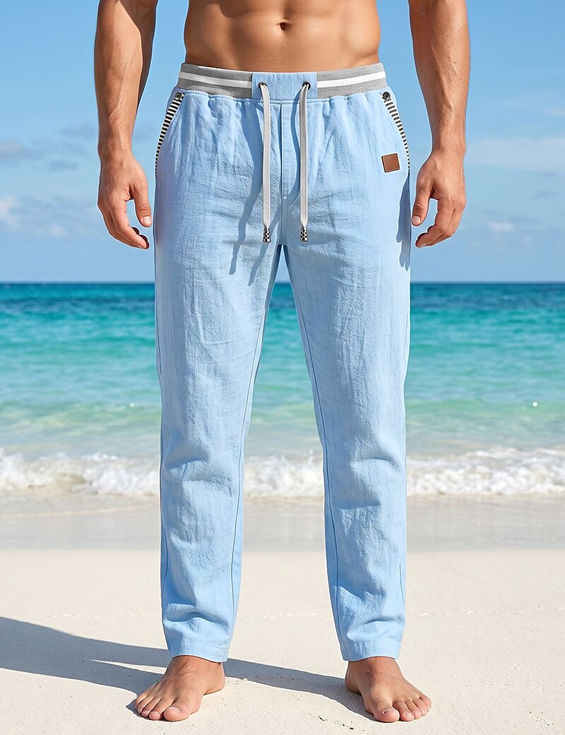 Lightweight Linen Pants With Elastic Waist