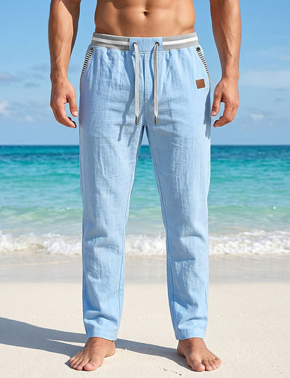 Lightweight Linen Pants With Elastic Waist