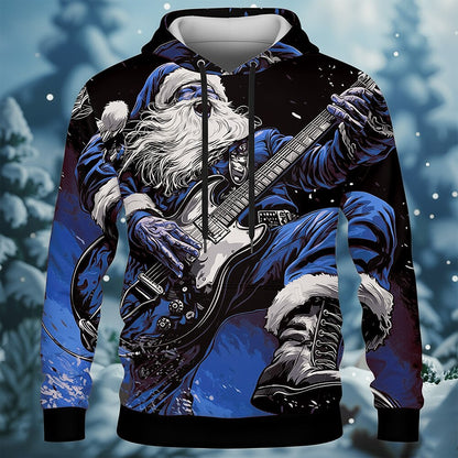 Santa Guitar Christmas Holiday Graphic Hoodie