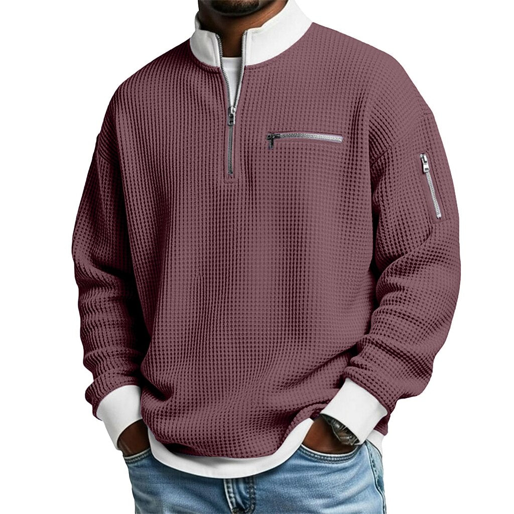 Half Zipped Waffle Polo Shirts