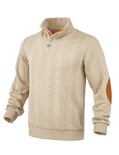 Jacquard Button Up Textured Sweatshirt