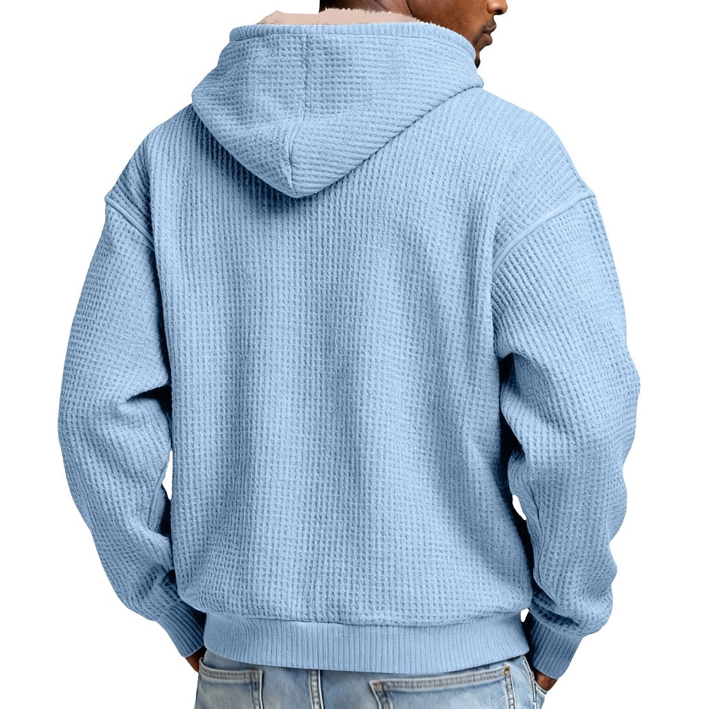 Quarter Zip Waffle Fleece Hoodie