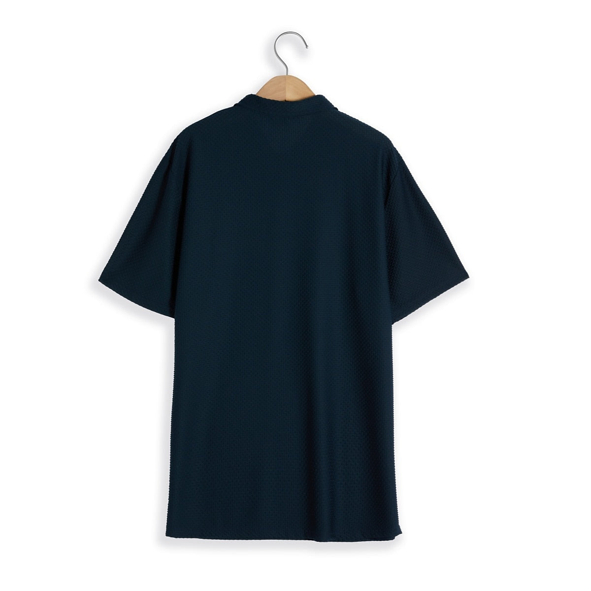 Basic Waffle Polo Shirt-Casual Short Sleeve Men's Top