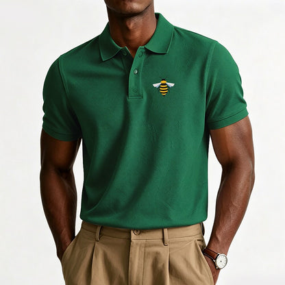 100% Cotton Bee Embroidered Pique Knit Polo