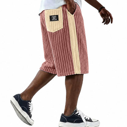 Textured Corduroy Shorts With Pocket