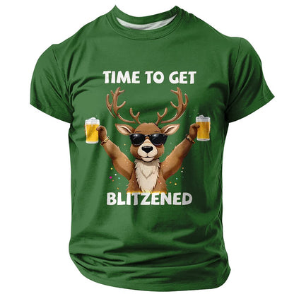 Men's Rocking Reindeer Beer Christmas Graphic Tee