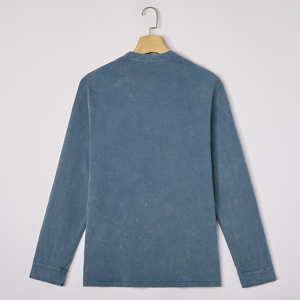 Vintage Washed Cotton Henley T-Shirt