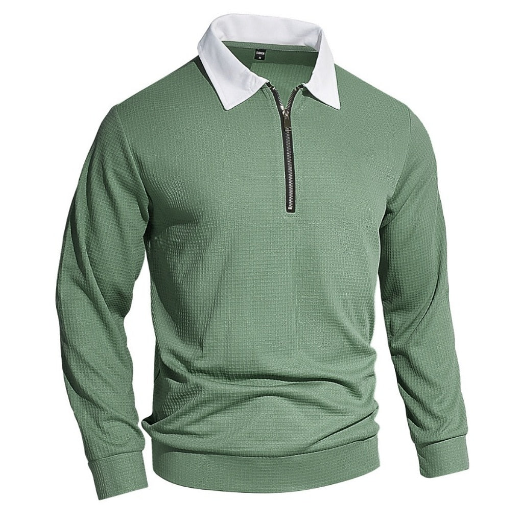 Cozy Waffle Quarter-Zip Polo Shirts
