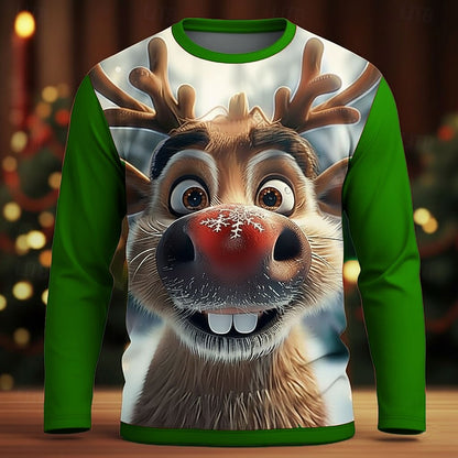 Men's Christmas Funny Elk Graphic Tee