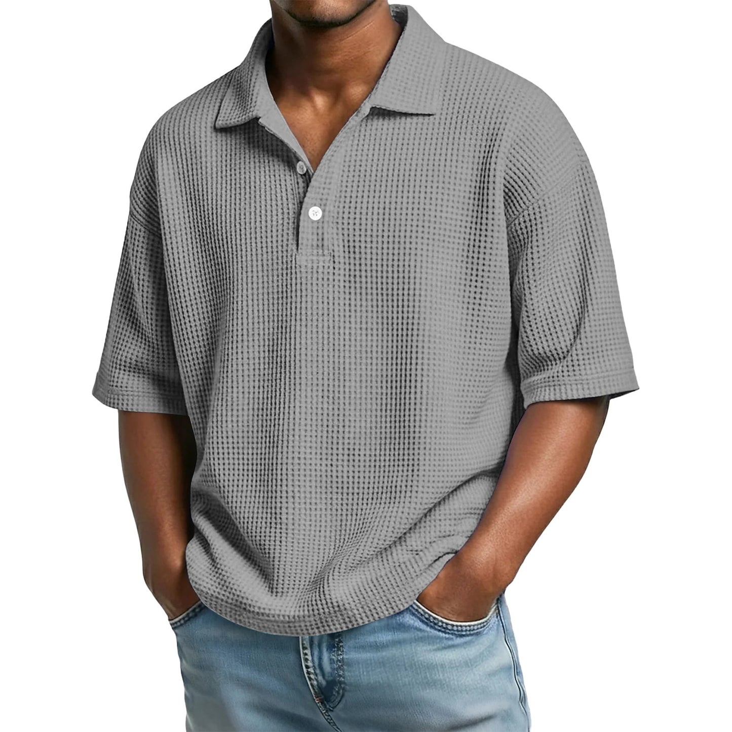 Men's Waffle Knit Polo Shirt