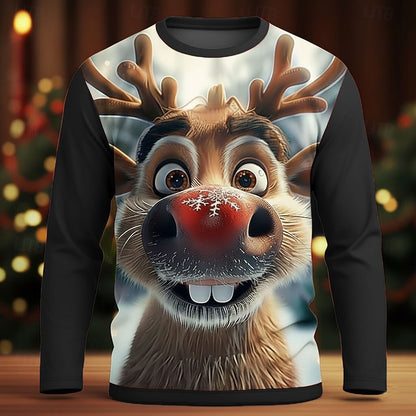 Men's Christmas Funny Elk Graphic Tee