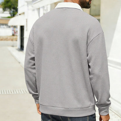 Cozy Waffle Quarter-Zip Polo Shirts
