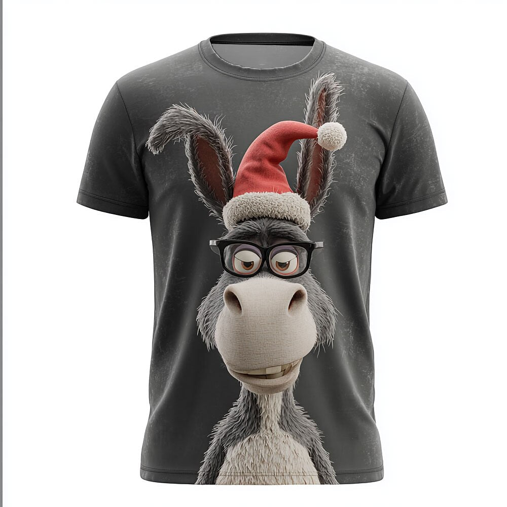 Men's Christmas Donkey Graphic Crewneck Tee