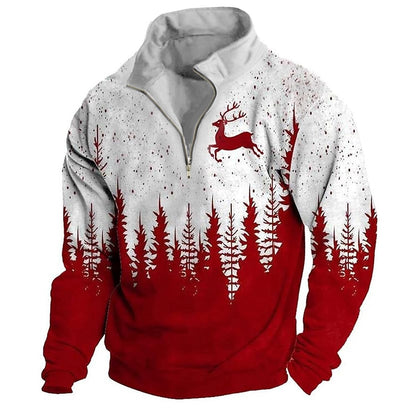 Christmas Deer Trees Quarter Zip Sweatshirt