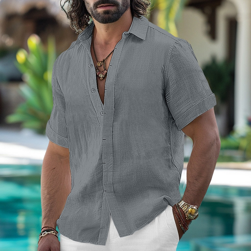 Short Sleeve Linen Shirt - Light & Comfortable