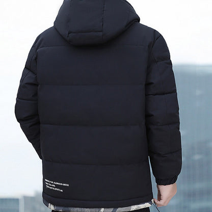 Men’s Quilted Hooded Patchwork Puffer Jacket – Everyday Warmth & Practical Style