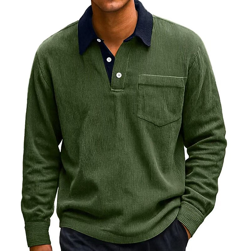 Colorblock Corduroy Polo Shirt