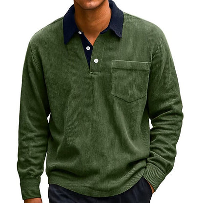Colorblock Corduroy Polo Shirt