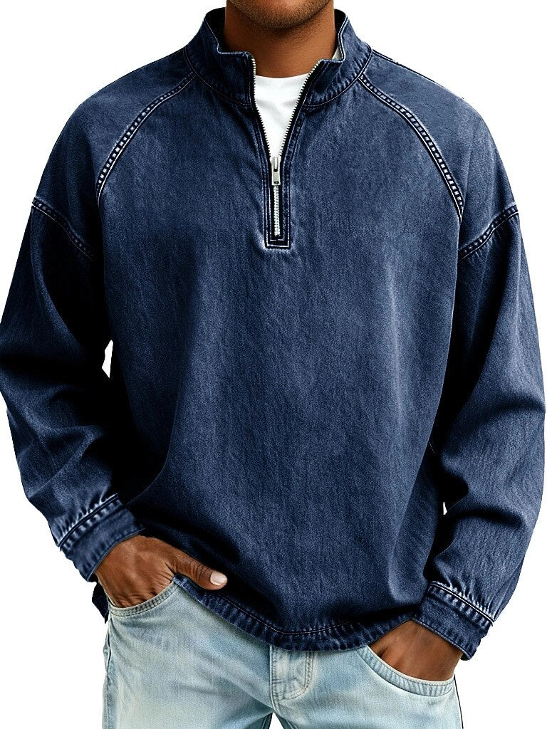 Vintage Zip Up 100% Cotton Henley Shirt