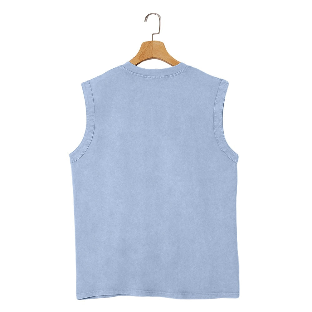 Men's 100% Cotton Henley Tank Top