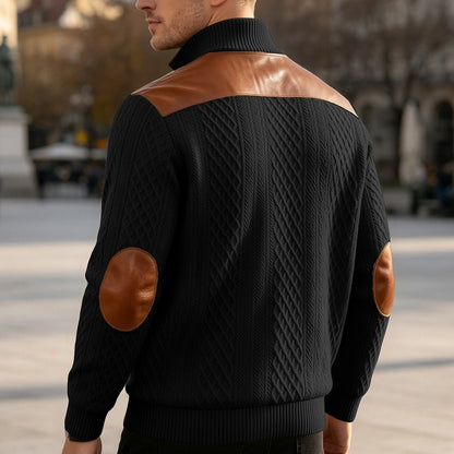 Patchwork Jacquard Textured Sweatshirt