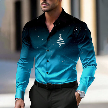 Christmas Tree Casual Dress Button Shirt