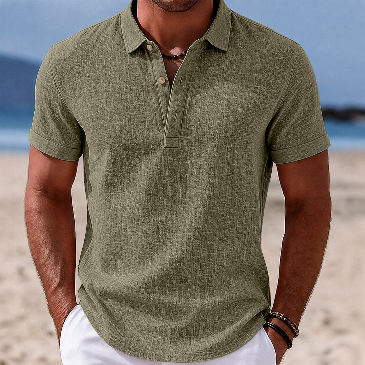 Breathable Linen Polo  Shirt