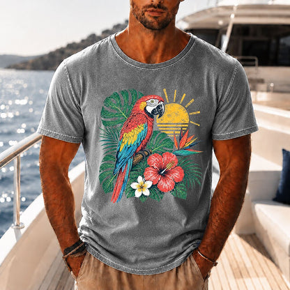 Broken-In 100% Cotton Floral Parrot Tee
