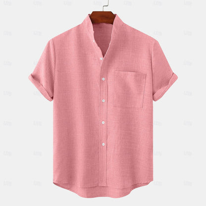 Cotton Linen Shirt-Button Up with Pocket