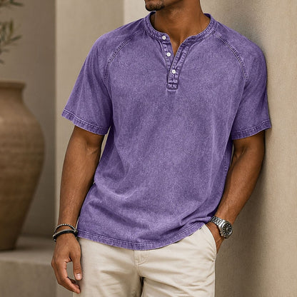 Soft Washed Cotton Henley Shirt