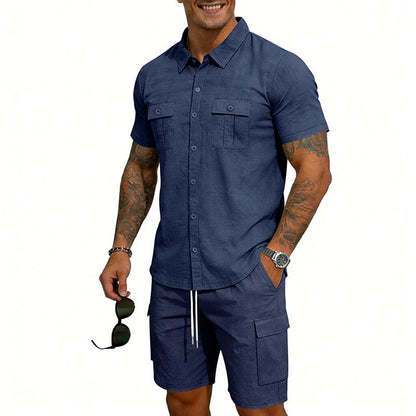 Cotton Linen Shirt & Shorts Set