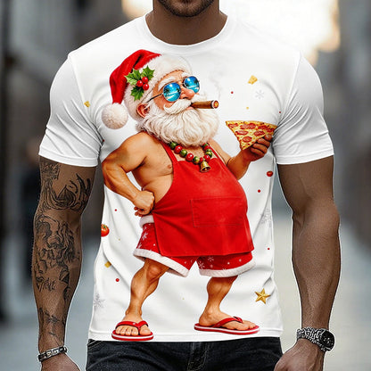 Men's Santa Christmas Artistic Graphic Tee