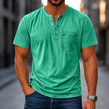 Vintage Washed 100% Cotton Henley