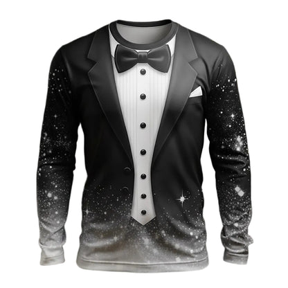 Men's Black Green Christmas Tuxedo Long Sleeve
