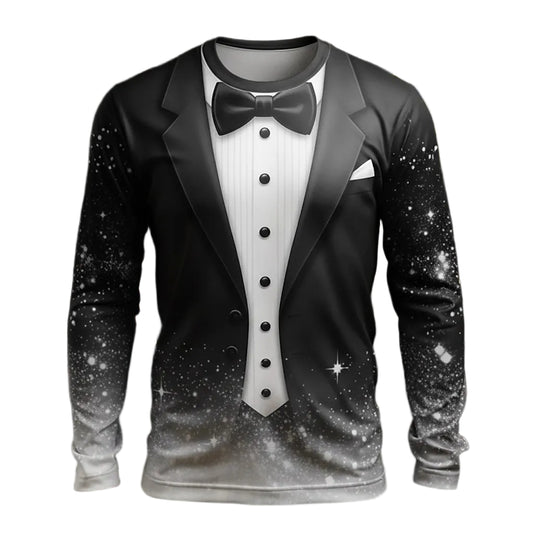 Men's Black Green Christmas Tuxedo Long Sleeve