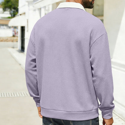 Cozy Waffle Quarter-Zip Polo Shirts