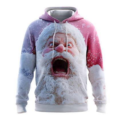 Santa Christmas White Graphic Pullover Hoodie