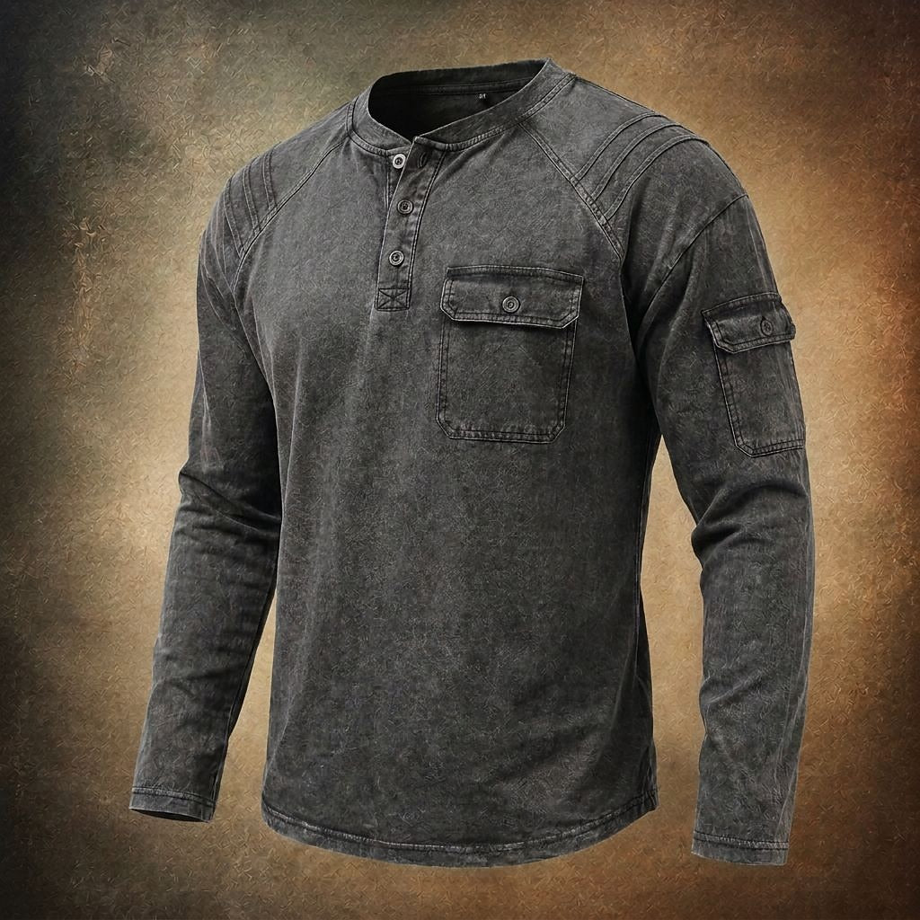 Broken-in 100% Cotton Henley Shirt