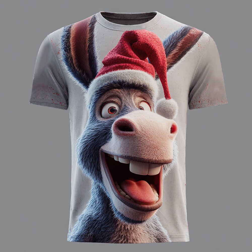 Men's Christmas Donkey Graphic Crewneck Tee
