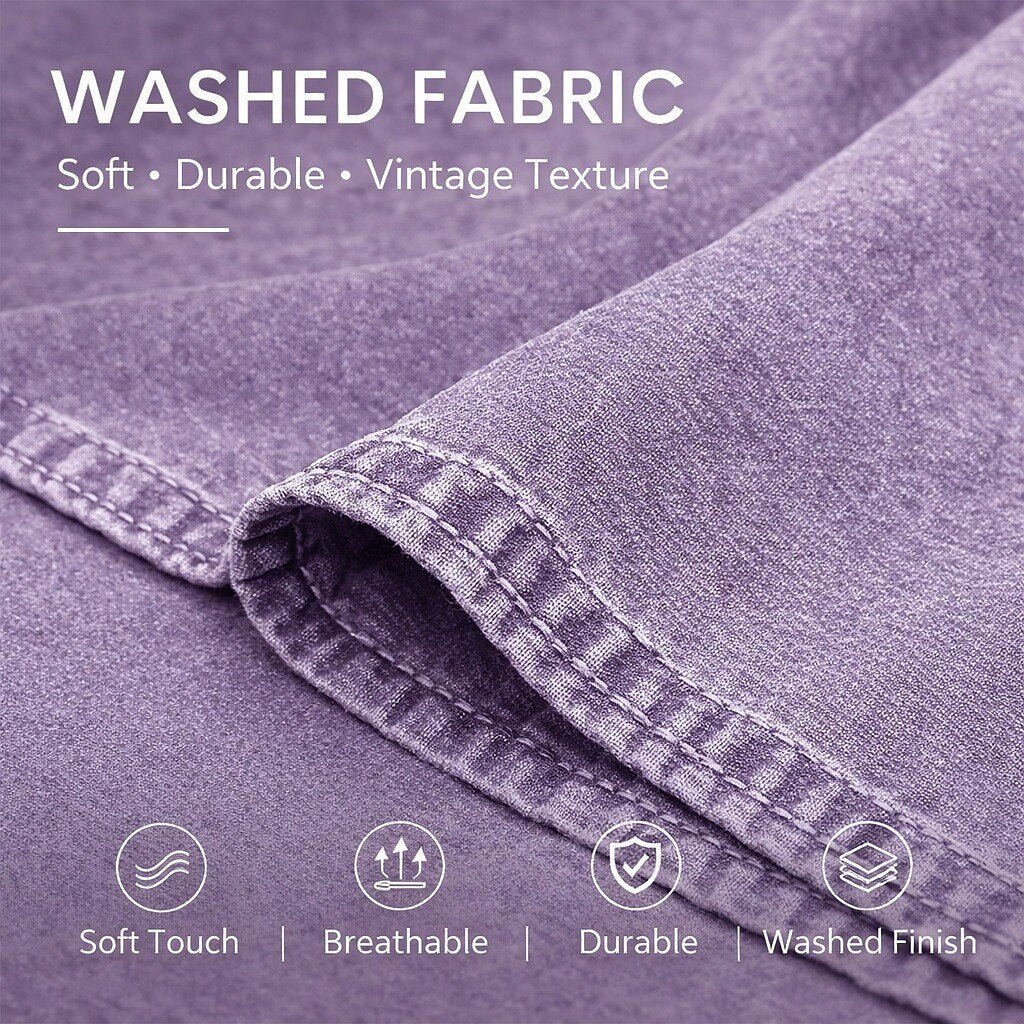 Washed Cotton Grandad Collar Shirt