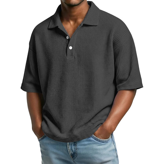 Men's Waffle Knit Polo Shirt