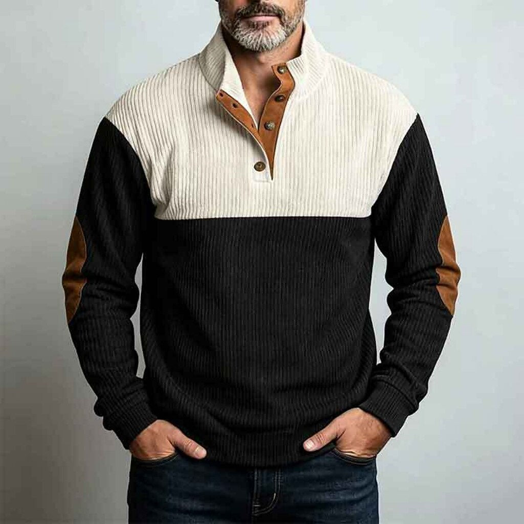 Stylish Patchwork Corduroy Sweatshirt