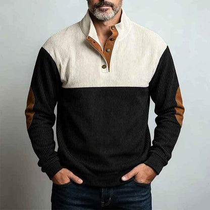 Stylish Patchwork Corduroy Sweatshirt