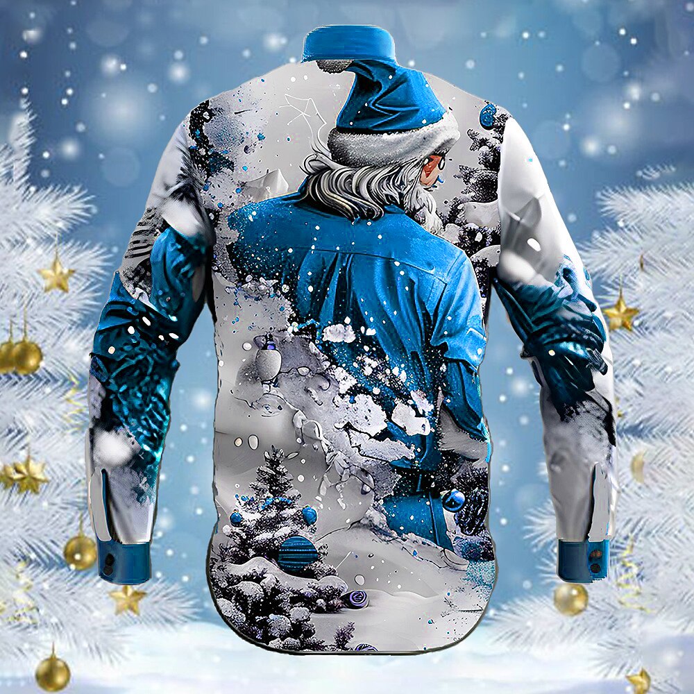 Men's Santa Christmas 3D Button-Up Shirt