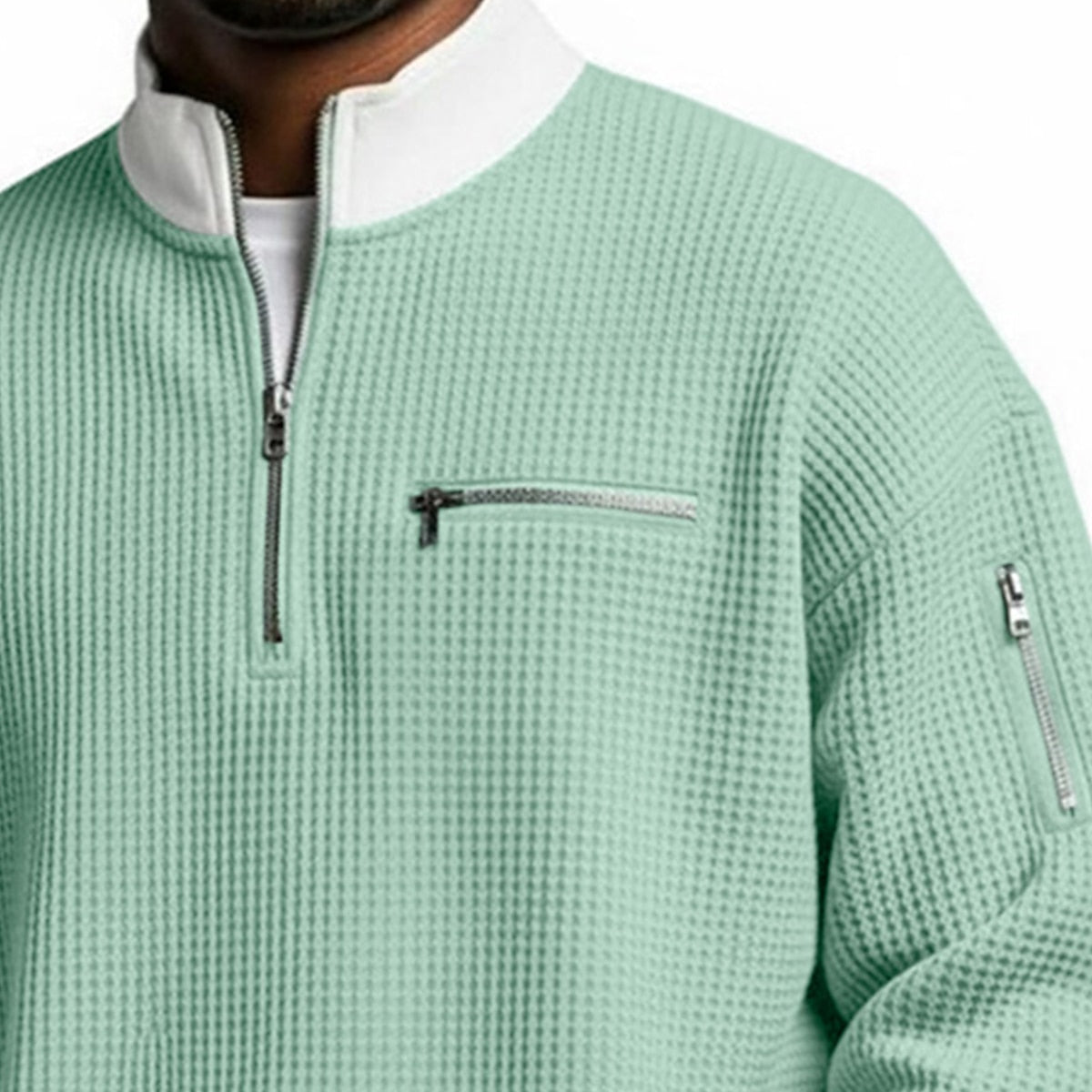 Half Zipped Waffle Polo Shirts