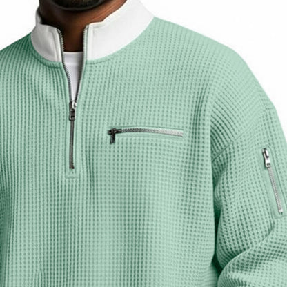 Half Zipped Waffle Polo Shirts