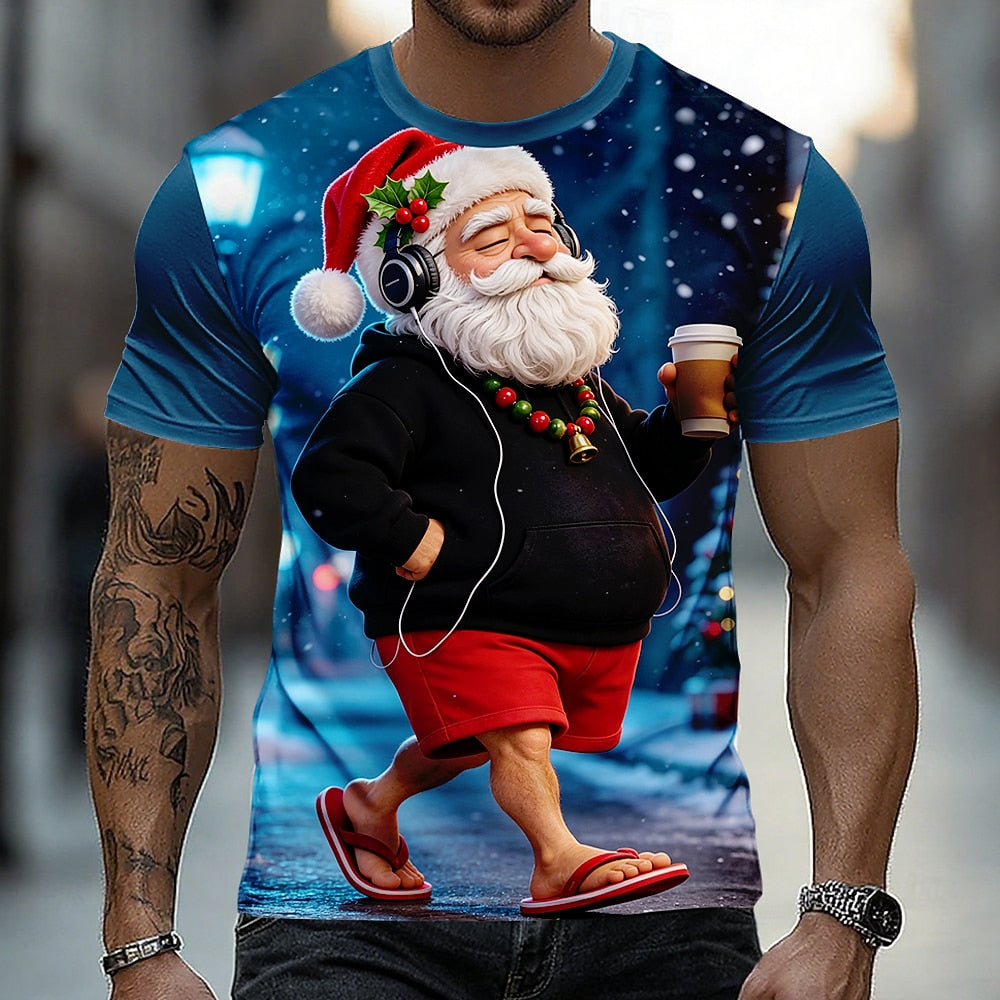 Men's Santa Christmas Street Graphic Tee
